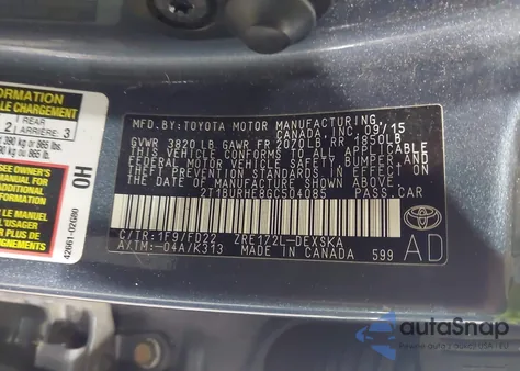 2016 Toyota Corolla S Plus from USA, damaged, VIN 2T1BURHE8GC504085